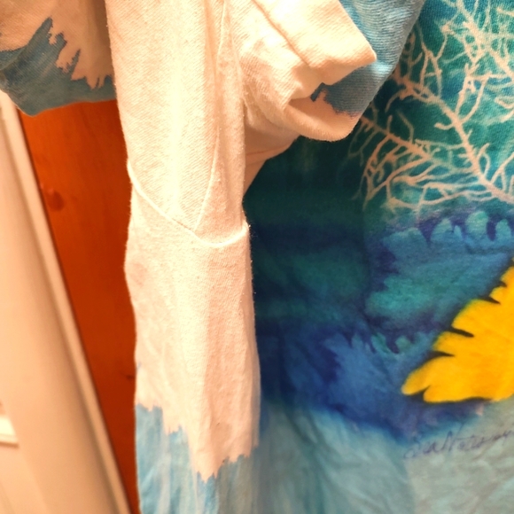 Vtg 90s Single Stitch Watercolor Artsy Key West Sea Notes Tropical T Shirt 3XLT - Picture 10 of 13